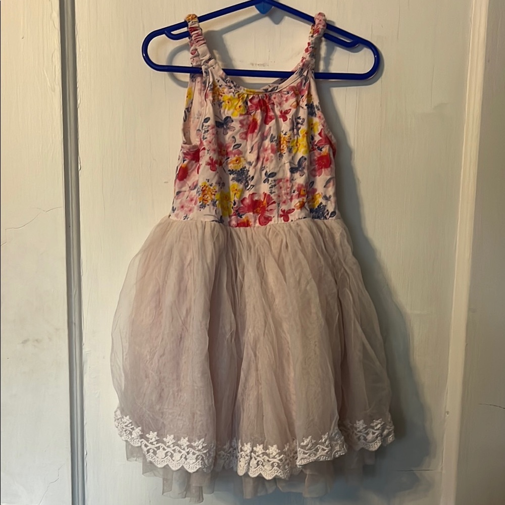 Blue and Pink Sundress with Halter Neckline and Sleeveless Design